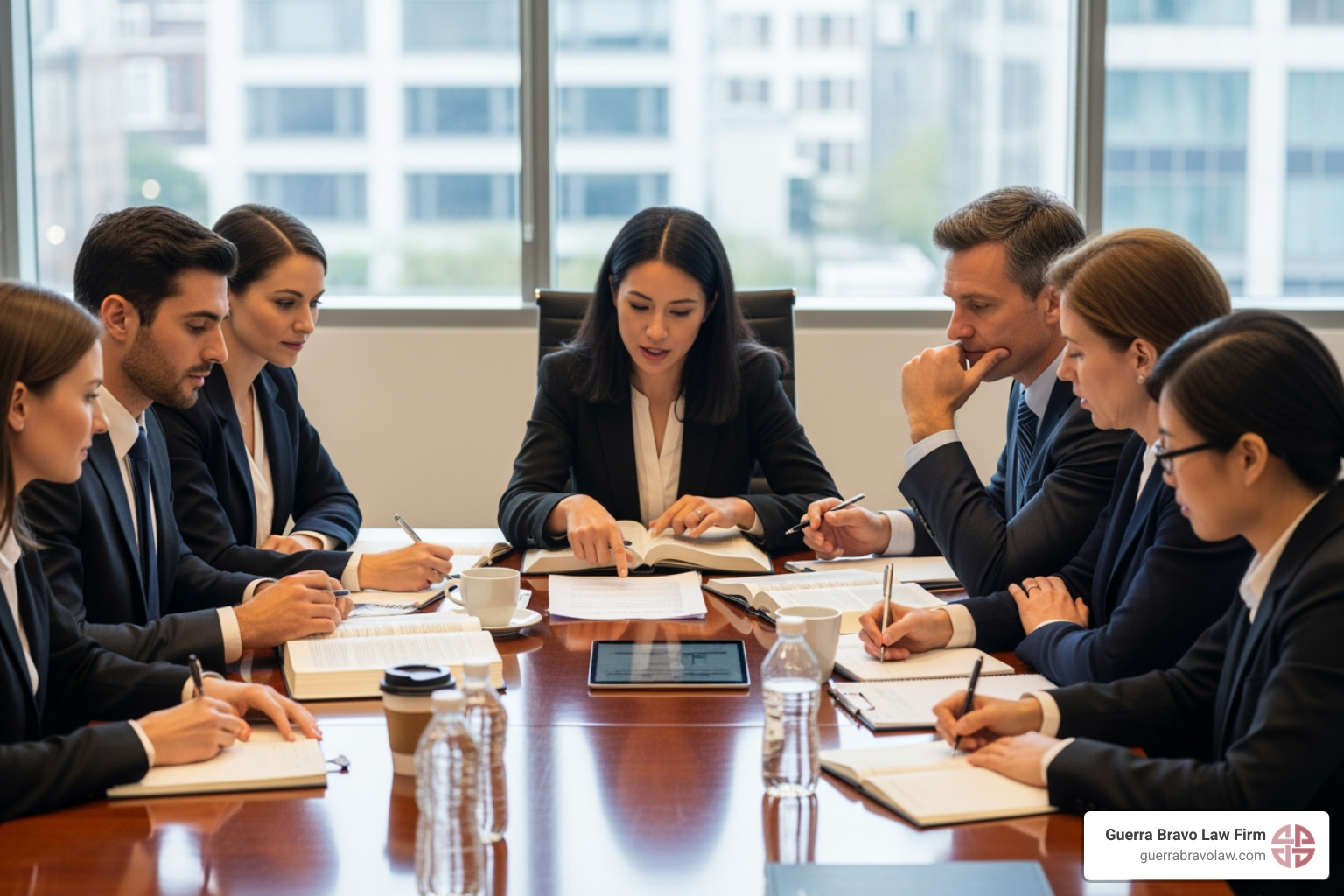 diverse legal team collaborating around a table - Experienced immigration lawyer