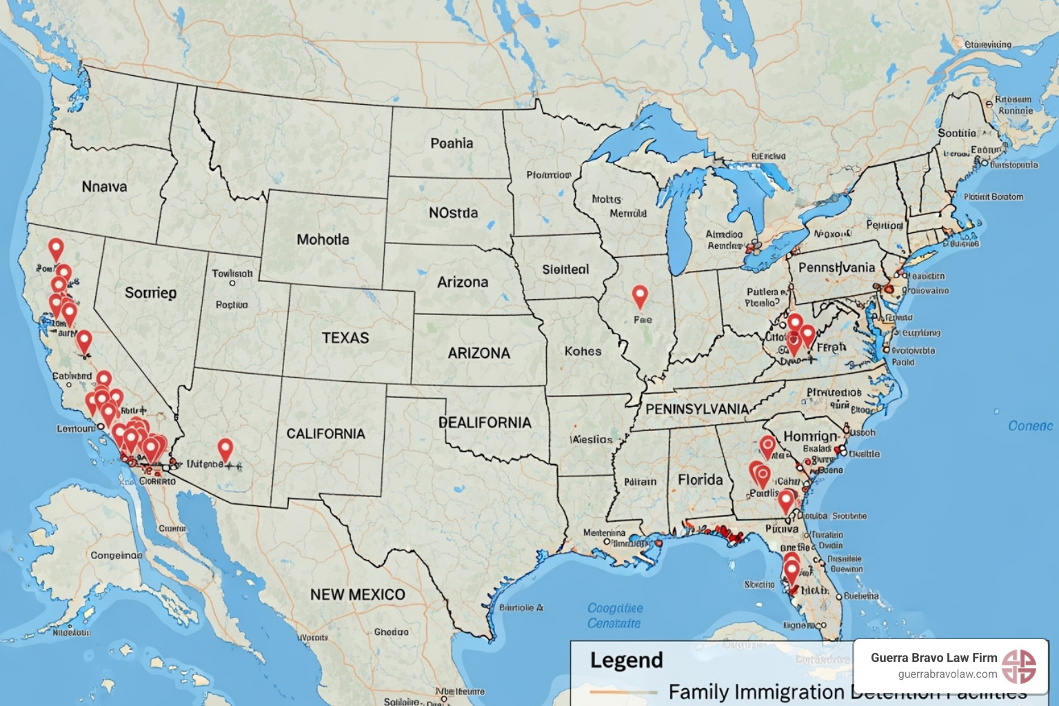 Map of family immigration detention facilities in the United States - family immigration detention in the united states Map of family immigration detention facilities in the United States - family immigration detention in the united states