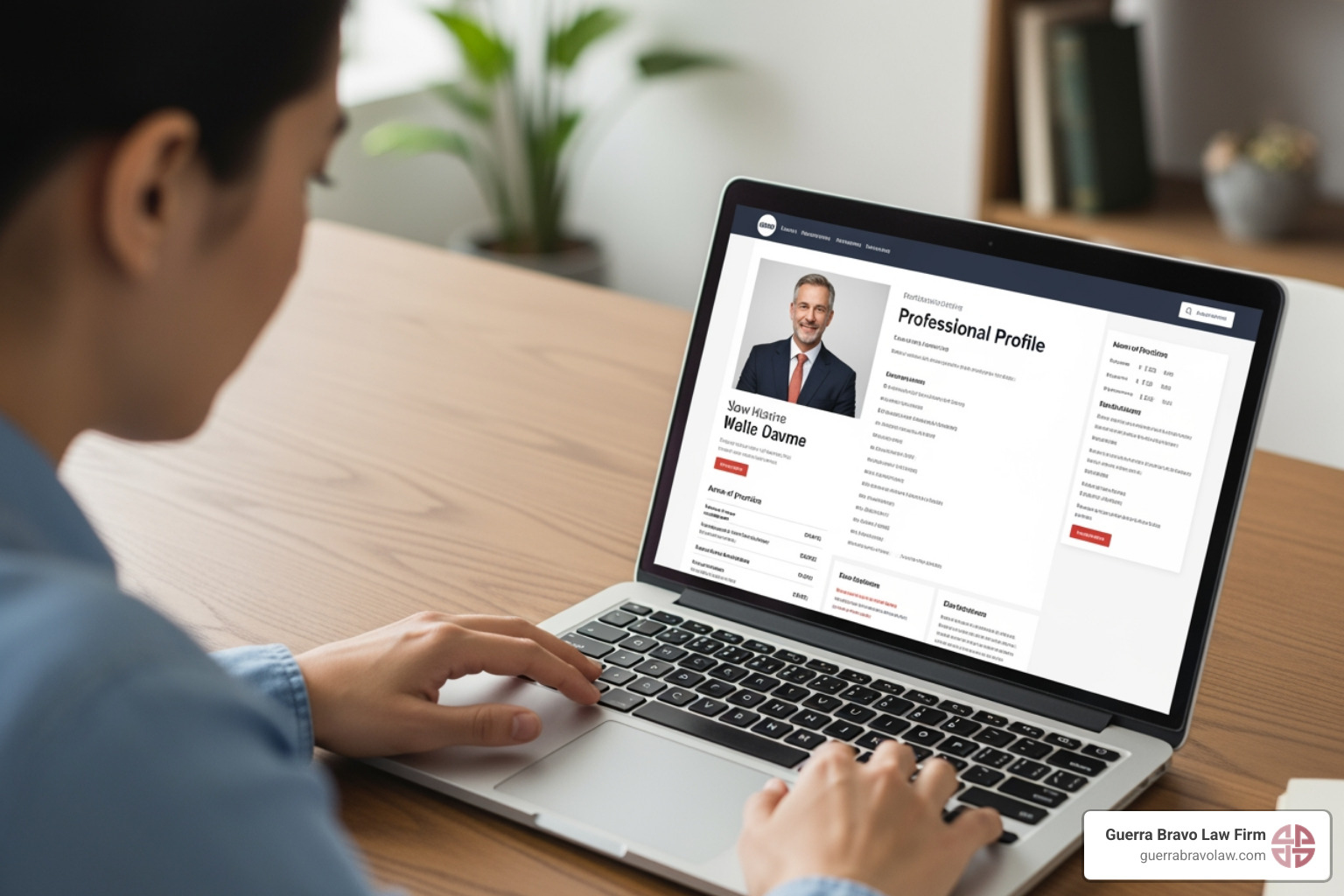person reviewing a lawyer's profile on a laptop - immigration attorney lawyer near me person reviewing a lawyer's profile on a laptop - immigration attorney lawyer near me